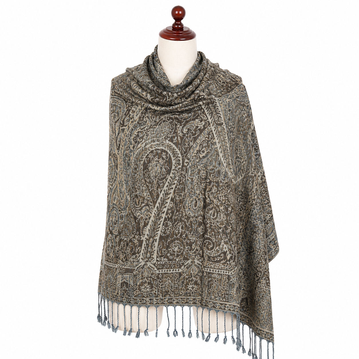 Allover Grey Paisley Scarfs